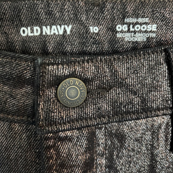 Old Navy High Rise OG Loose Metallic Bronze Wide Leg Womens Jeans Size 10 - Picture 4 of 15